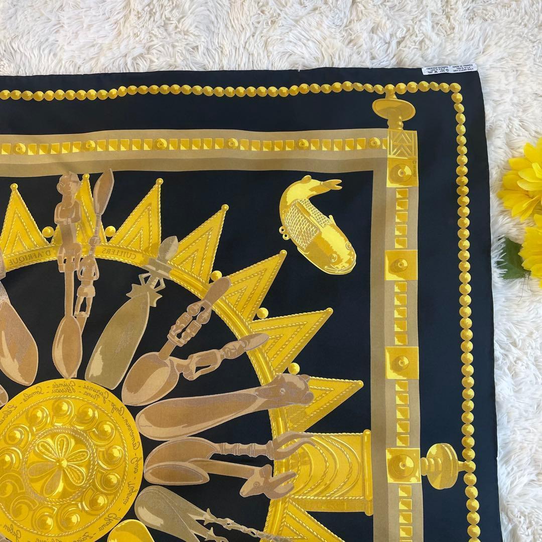 未使用級✨ エルメス カレ90 アフリカのスプーン スカーフ シルク 箱付き