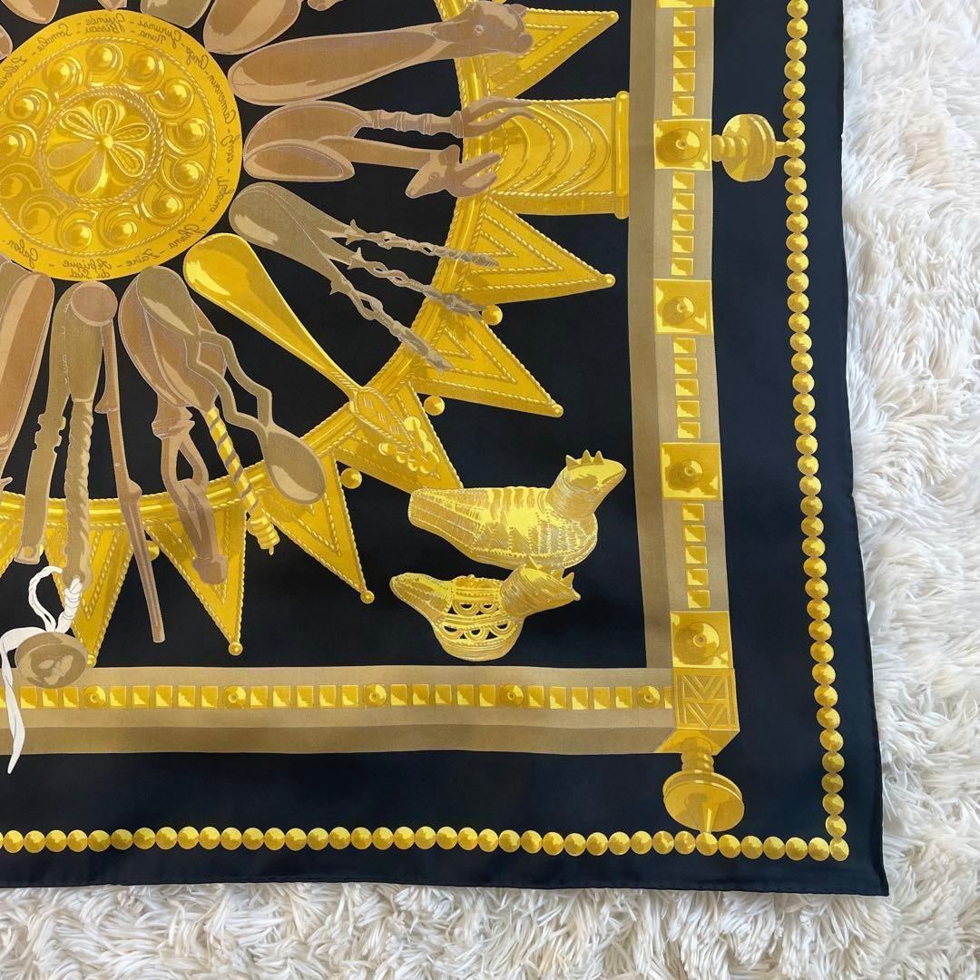 未使用級✨ エルメス カレ90 アフリカのスプーン スカーフ シルク 箱付き