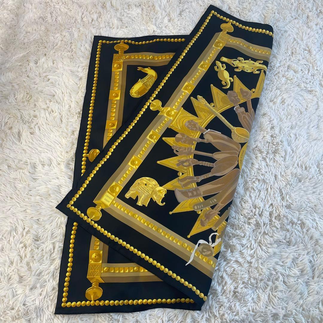 未使用級✨ エルメス カレ90 アフリカのスプーン スカーフ シルク 箱付き