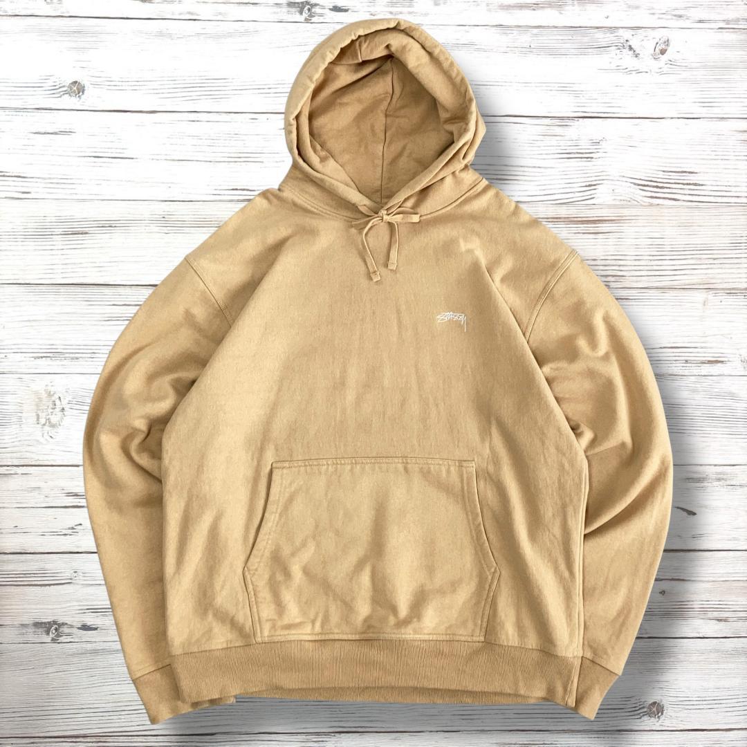 STUSSYステューシー パーカー 刺繍ロゴ ベージュ XL 1209