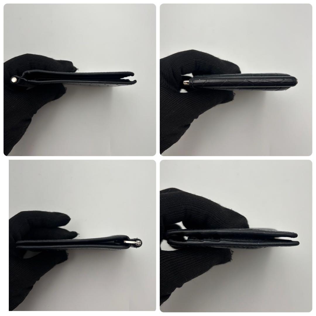 SAINT LAURENT ブラック クロコダイル 二つ折り財布 マネークリップ