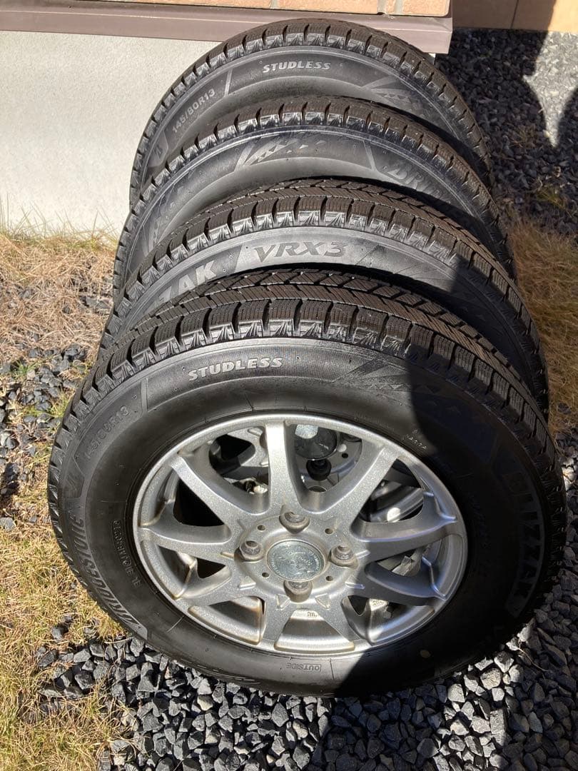 ブリヂストンブリザックVRX3 145/80R13スタッドレス4本ホイールセット