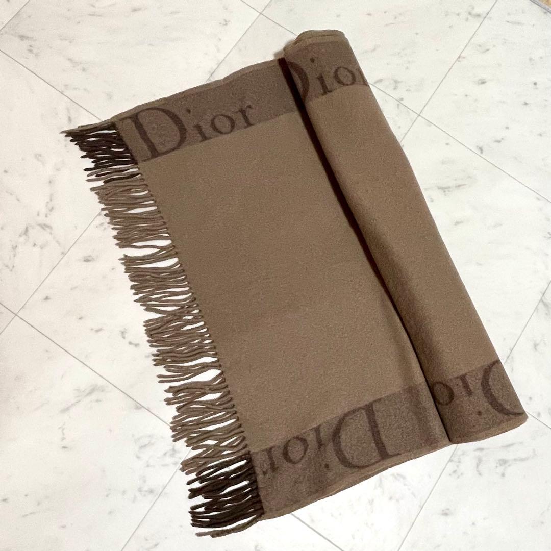 クリスチャンディオール✨大判ストール ショール 膝掛け デカロゴ カシミヤ混