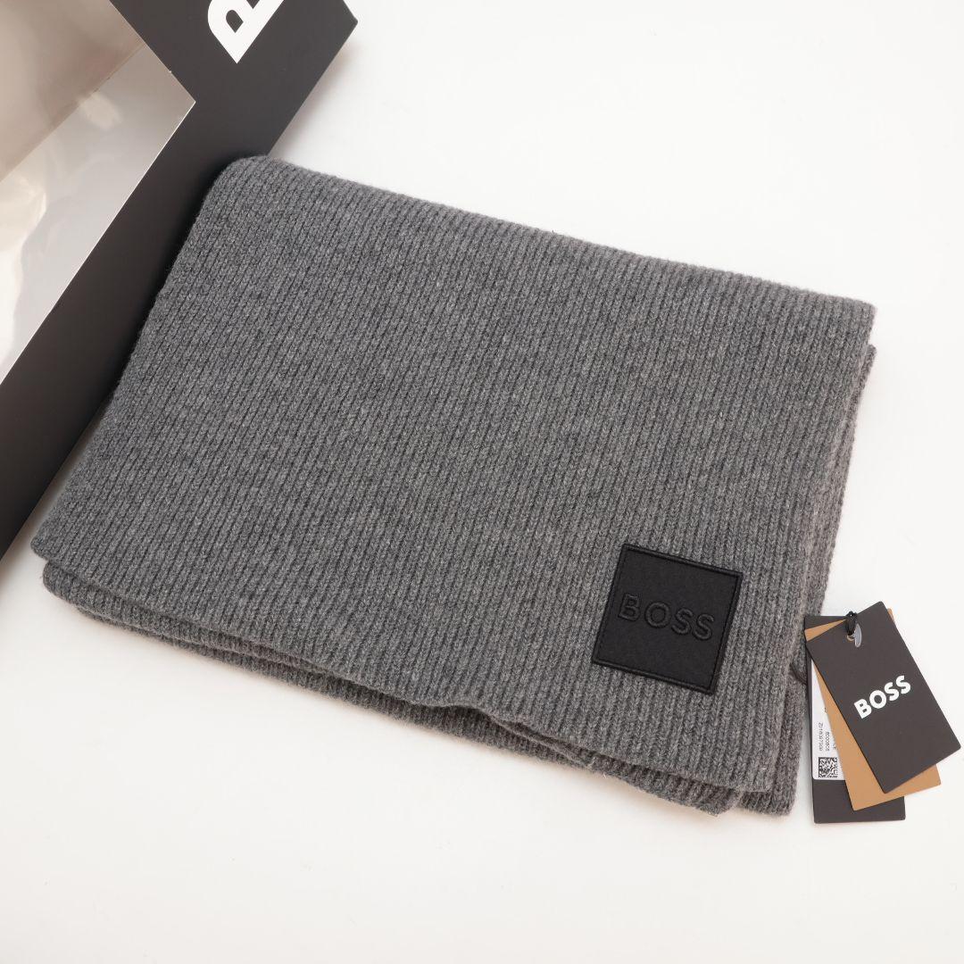 新品未使用 ヒューゴボス BOSS ニット帽 ビーニー マフラー グレー