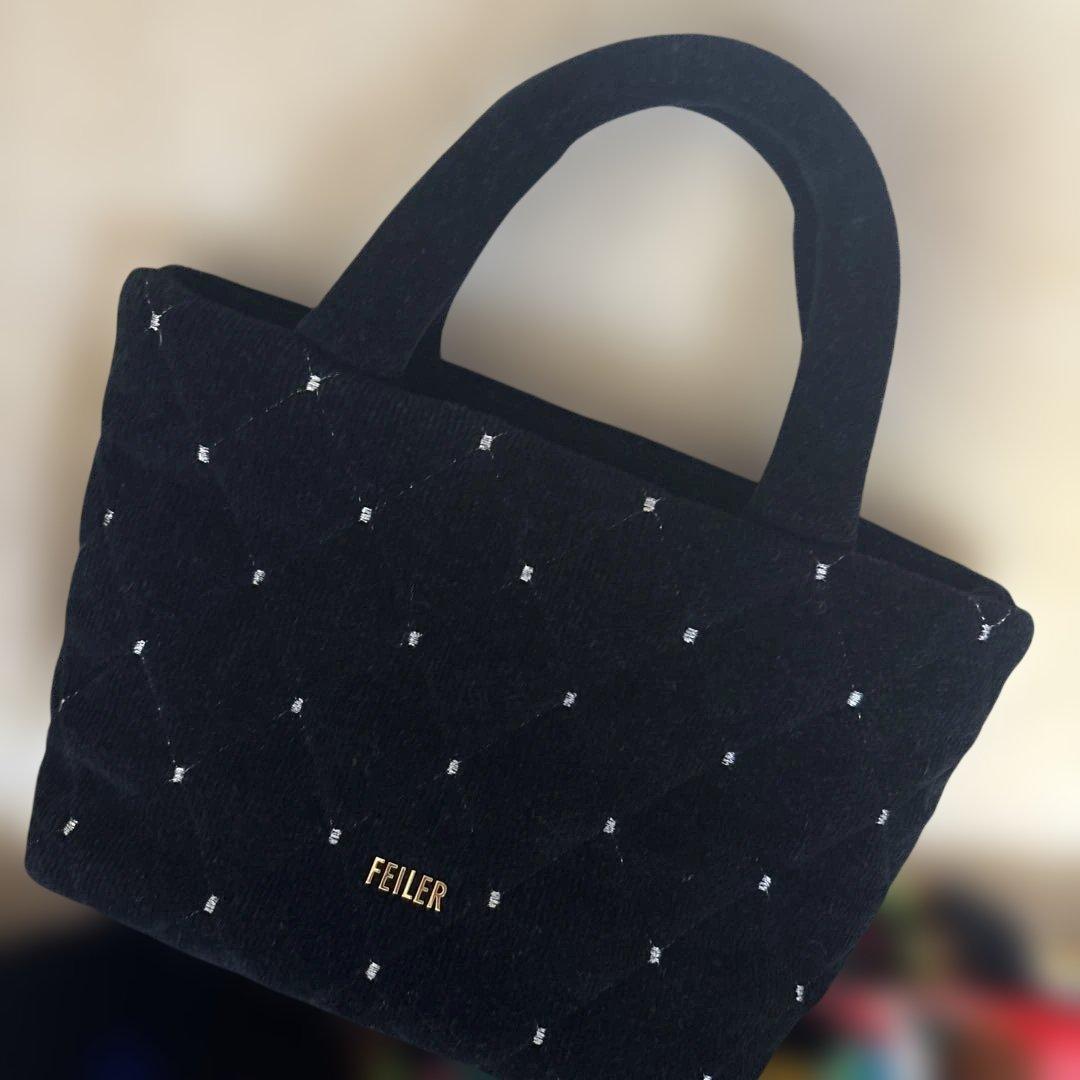 FEILER 黒 ユニ　キルティング柄　トートバッグ