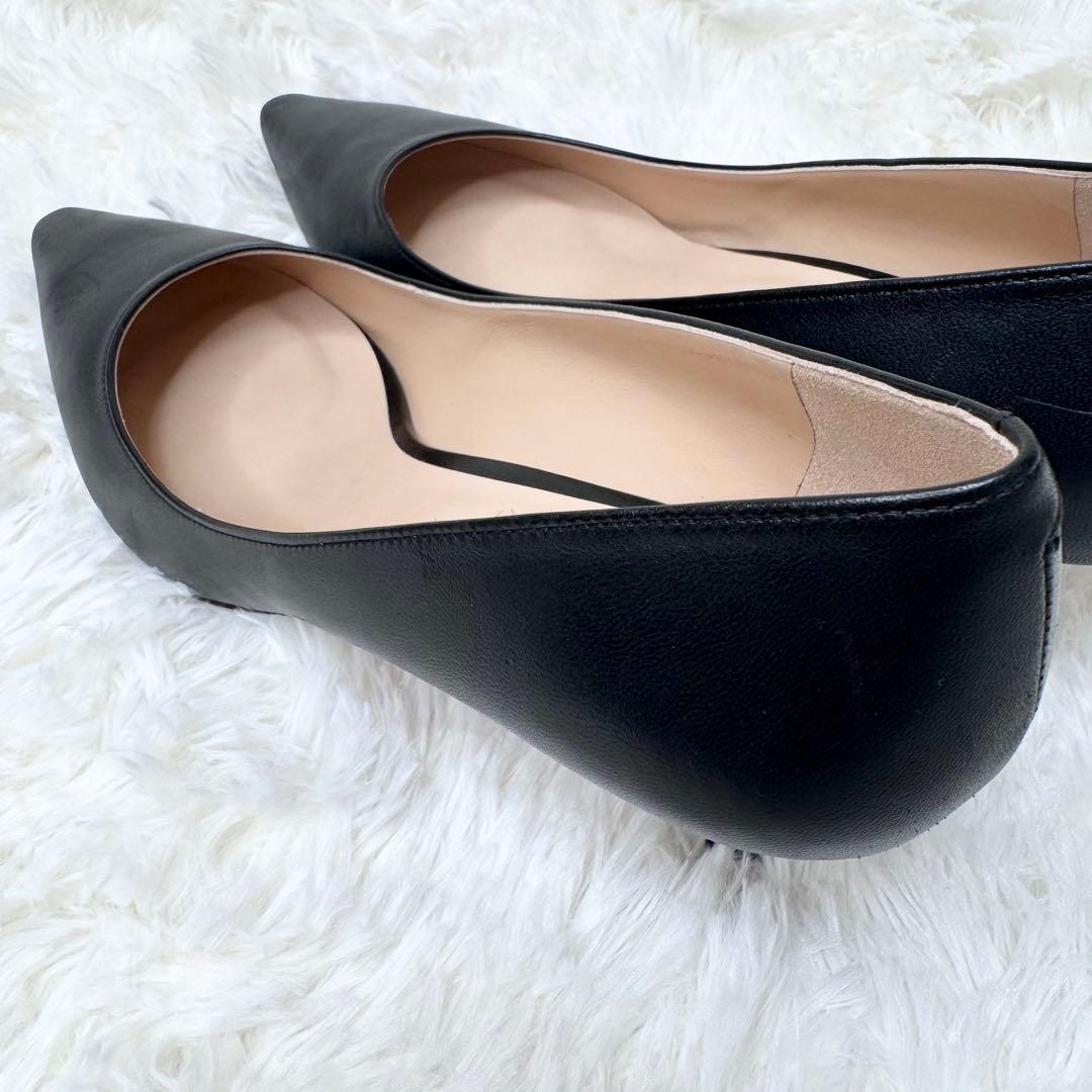 【新品】銀座かねまつ レザー パンプス ブラック 25.5 ポインテッドトゥ