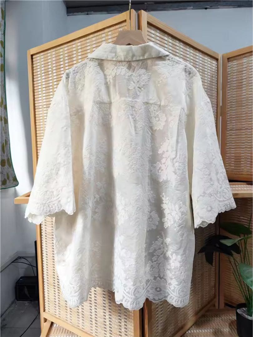 即日発送　CLANE SHEER FLOWER LACE SHIRTS