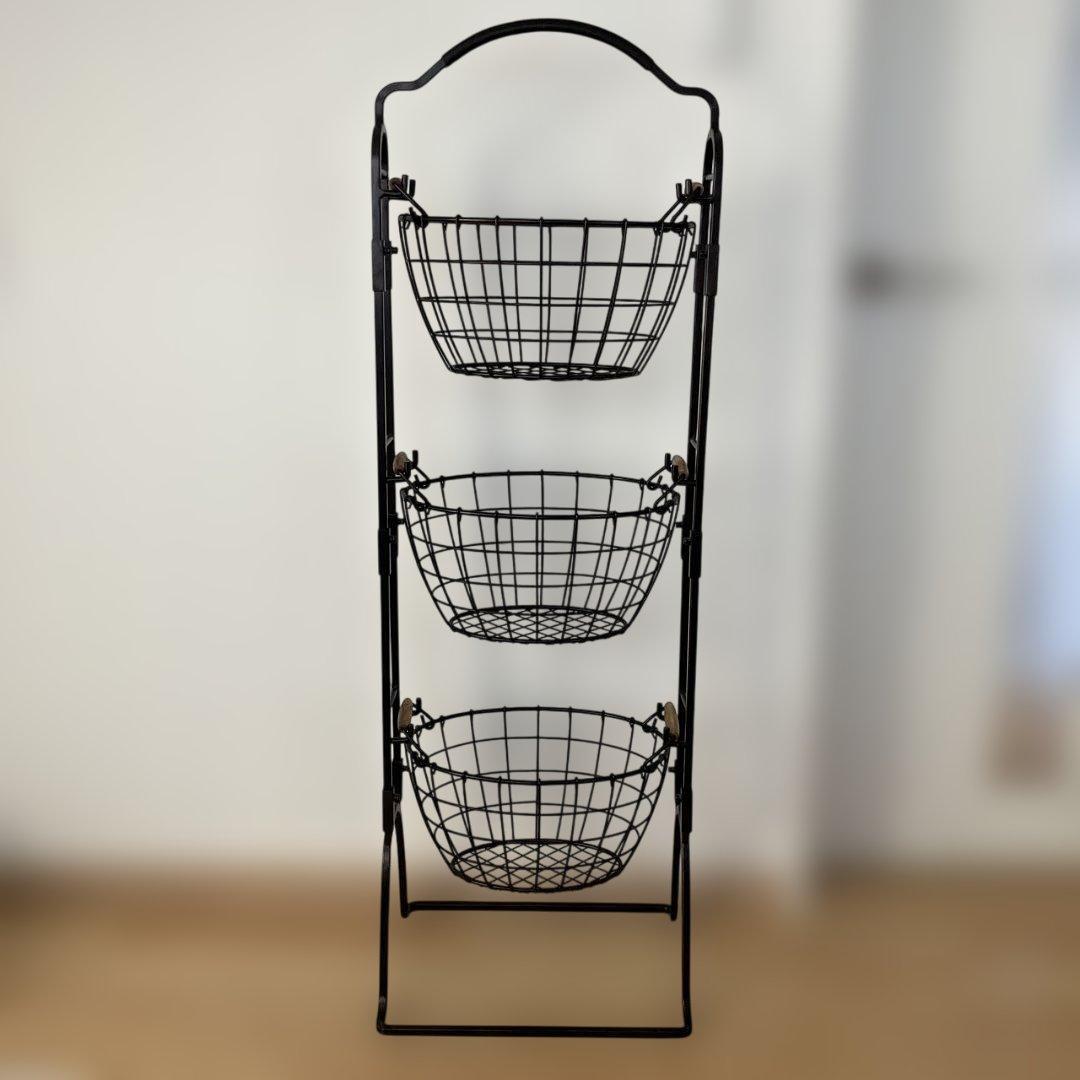 ブラック 3段ワイヤーバスケット