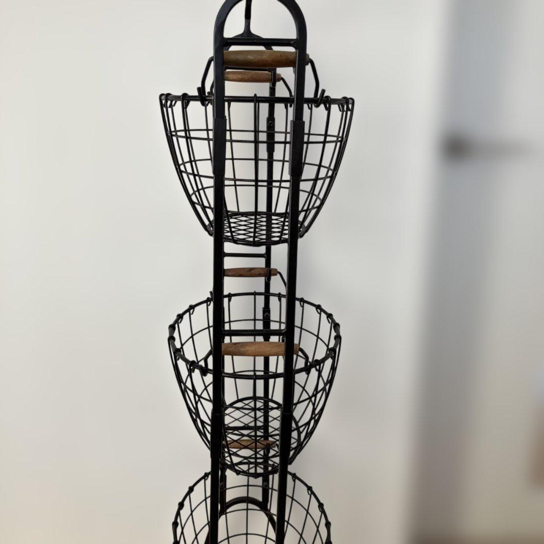 ブラック 3段ワイヤーバスケット