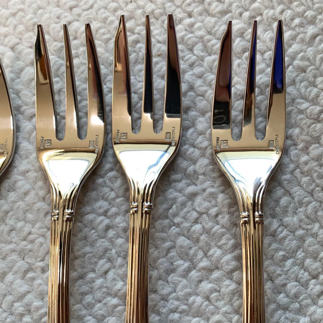 美品　クリストフル　ケーキフォーク　6本セット　銀メッキ　FRANCE刻印あり