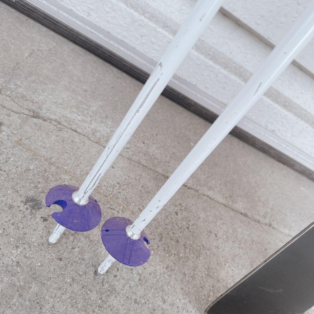 KAZAMA スキー板 ストック ピンク/ホワイト/パープル セット