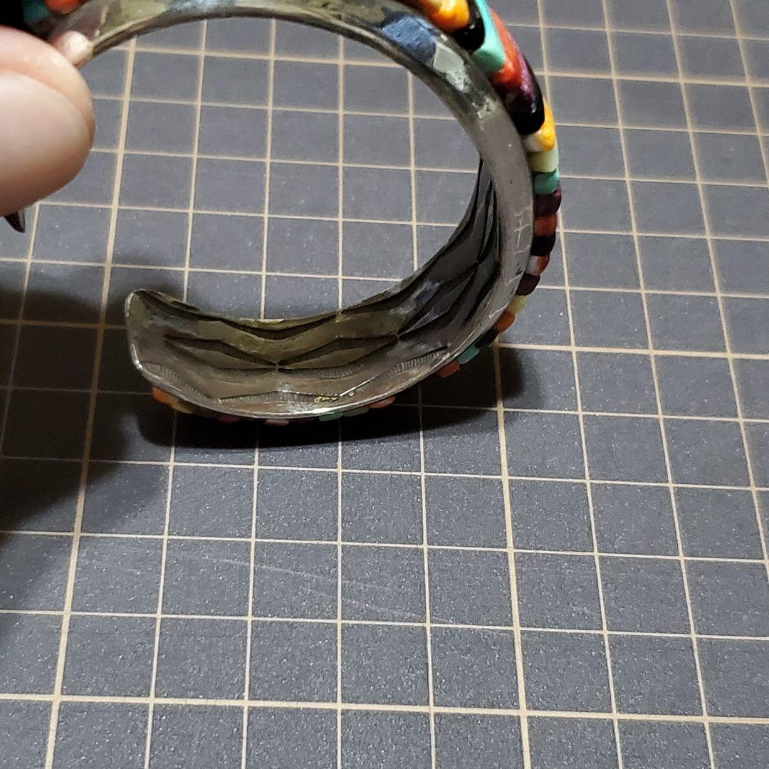 【レイアダカイ？】 ナバホ インレイ スタンプワーク バングル