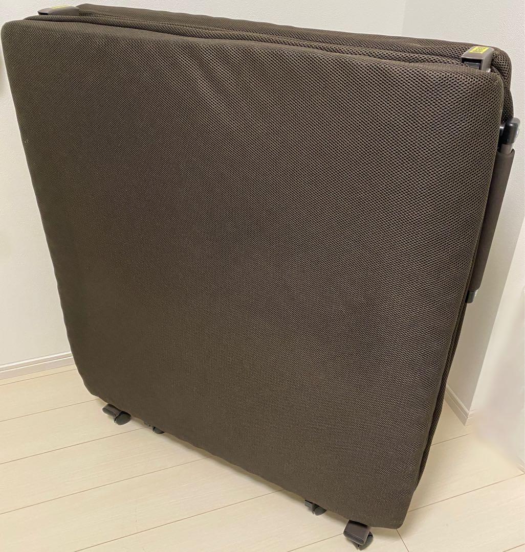 ニトリ 折りたたみベッド ダブルメッシュ2 ダークブラウン 茶色 折り畳みベッド