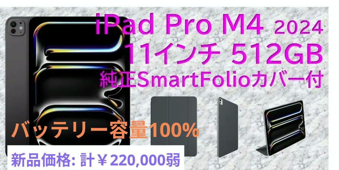 【美品】iPad Pro 11inch M4 512GB +SmartFolio