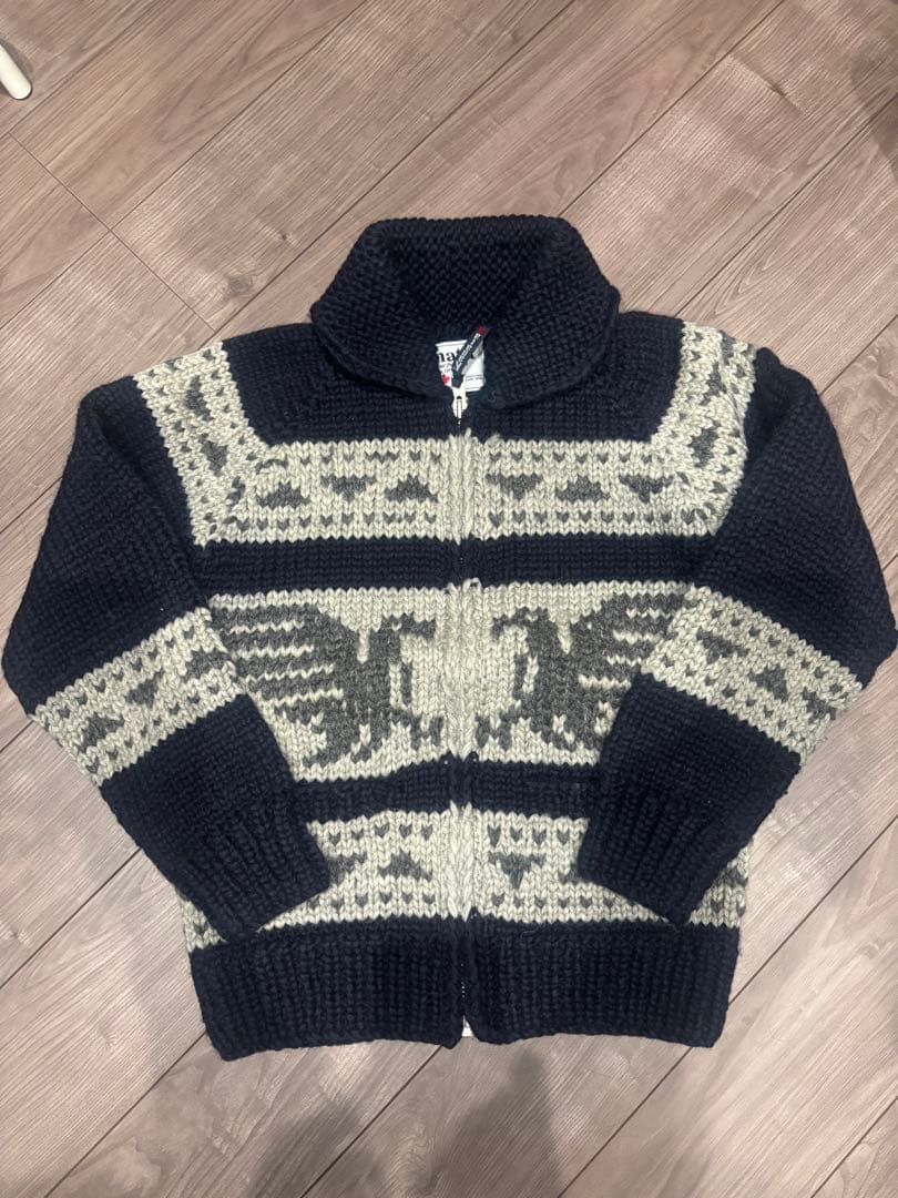 超美品 KANATA カウチンセーター ネイビーグレー 42