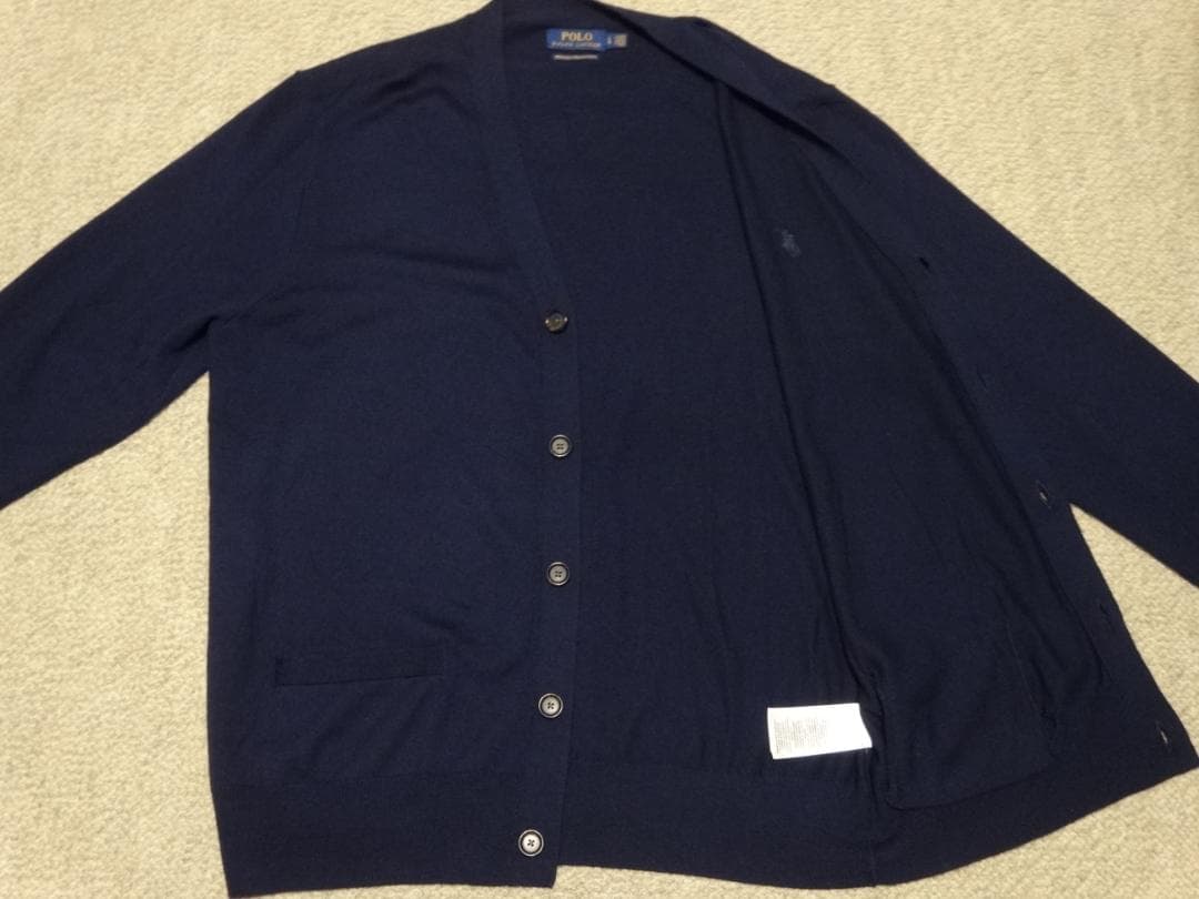 極美品　ポロラルフローレン　メリノウール　カーディガン　紺　L(日本のXL位)