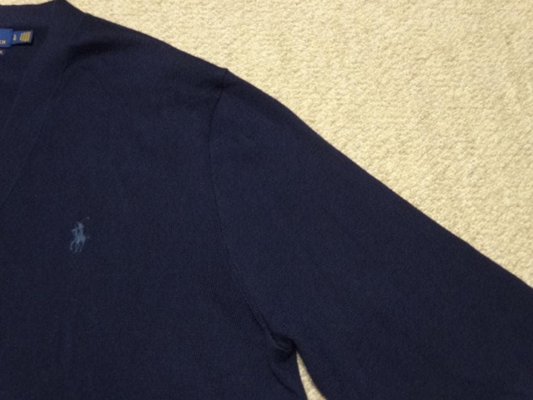 極美品　ポロラルフローレン　メリノウール　カーディガン　紺　L(日本のXL位)