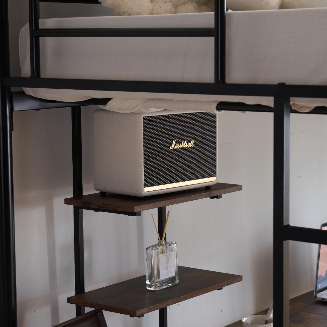 限定価格！新品ロフトベッド（S）デスク付き北欧風 大人ベッド 　BLACK