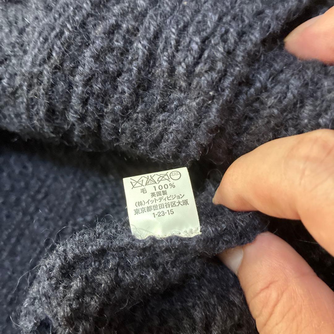 英国製 インバーアラン 3A ランバー カーディガン L相当 緑タグ ブラック黒