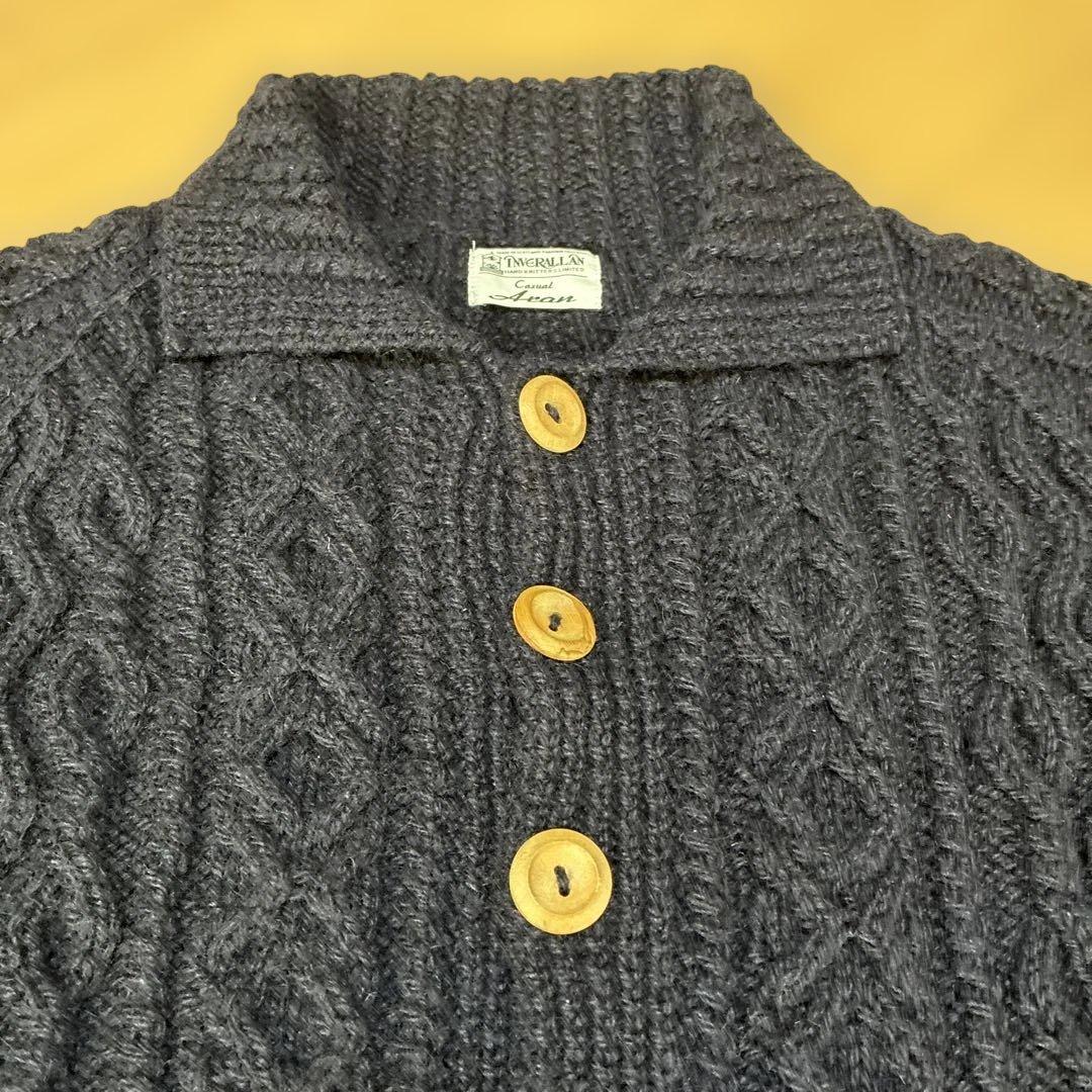 英国製 インバーアラン 3A ランバー カーディガン L相当 緑タグ ブラック黒