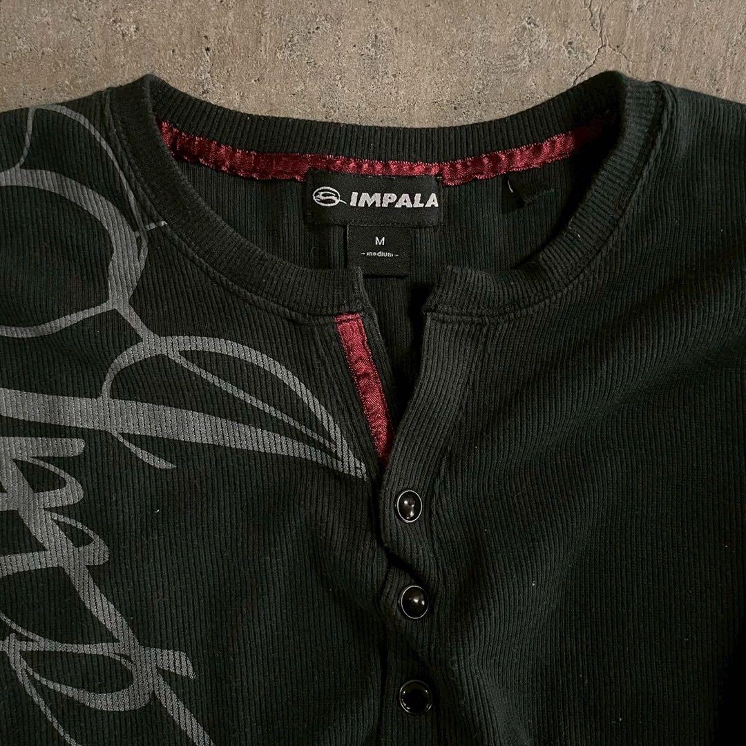 00's Y2K スタッズ プリント サーマル カットソー グランジ アーカイブ