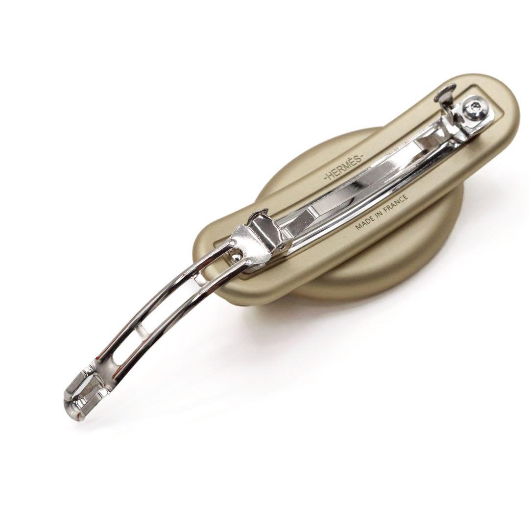 【極美品】エルメス トリ マイヨン シェーヌダンクル バレッタ GP ゴールド