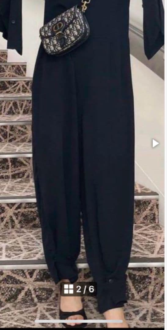 roughlow slit sleeve オールインワン　ネイビー　新品