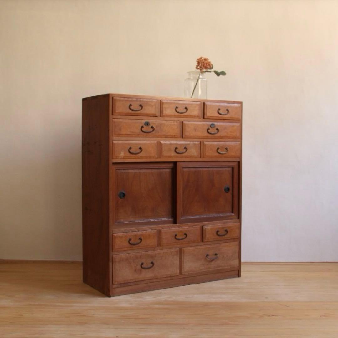 収納棚　チェスト　和箪笥　木製　ナチュラル　和家具　古道具　古家具　アンティーク