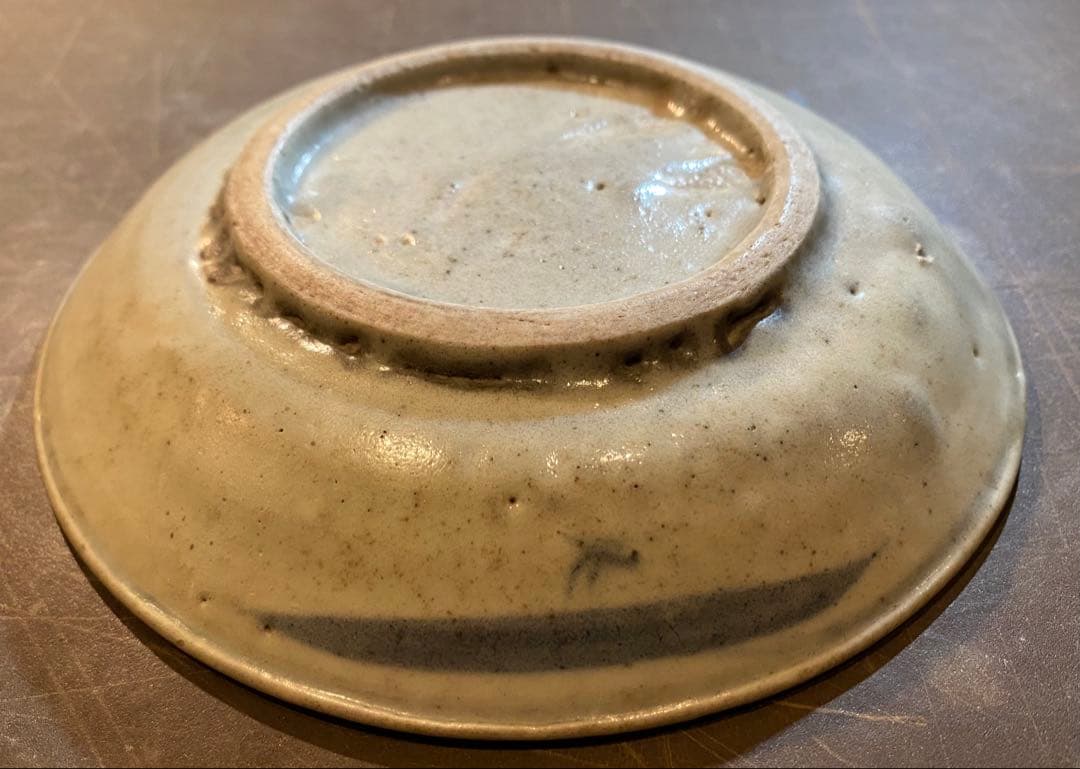 中国汕頭・スワトウ染付絵皿　鑑賞台付 ・ヴィンテージ　レア ・台湾茶器