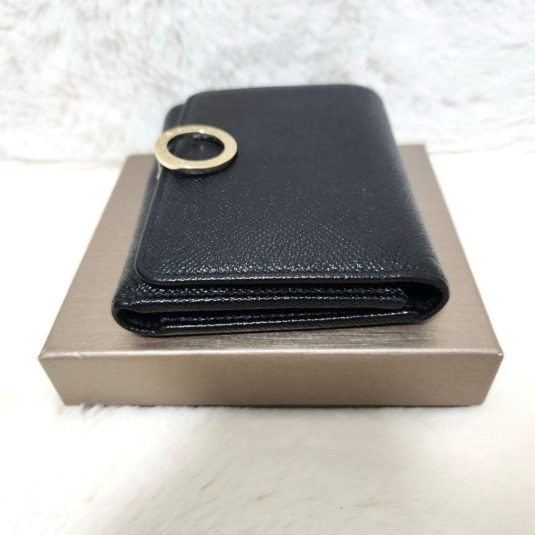 ✨極美品　現行　RFID搭載✨ブルガリ　三つ折り　ロゴクリップ　サークルロゴ　黒