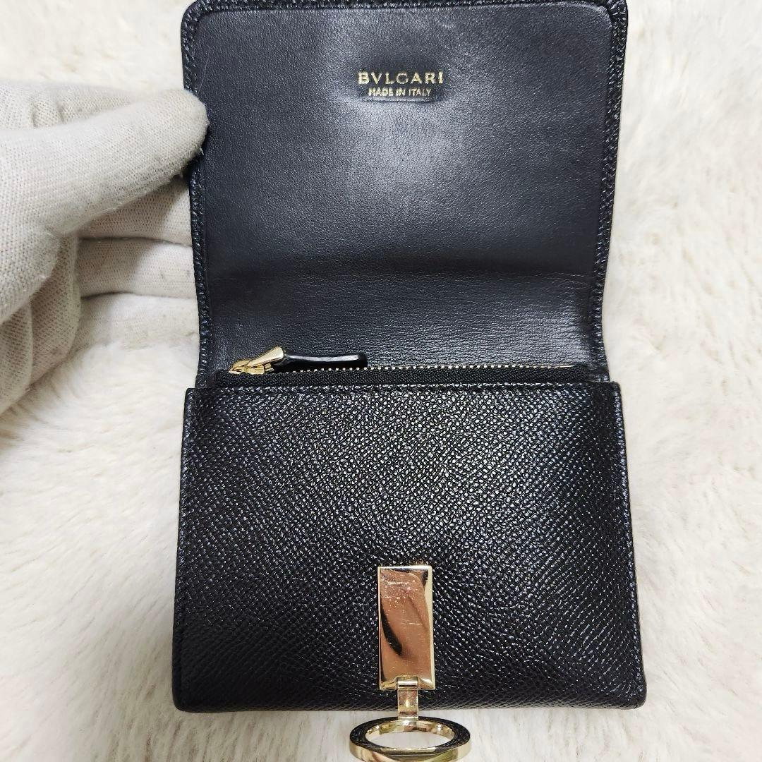 ✨極美品　現行　RFID搭載✨ブルガリ　三つ折り　ロゴクリップ　サークルロゴ　黒