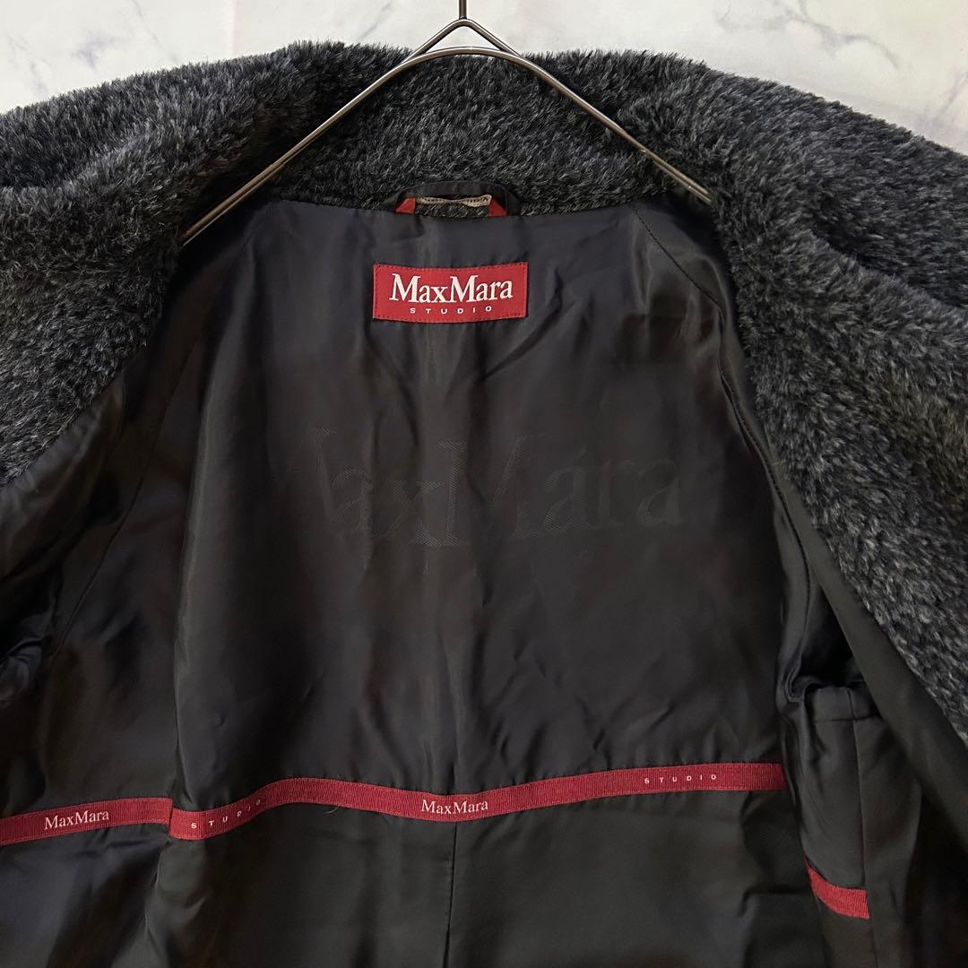 極美品 マックスマーラ 高級アルパカ混 シャギーコート テディ 女優襟