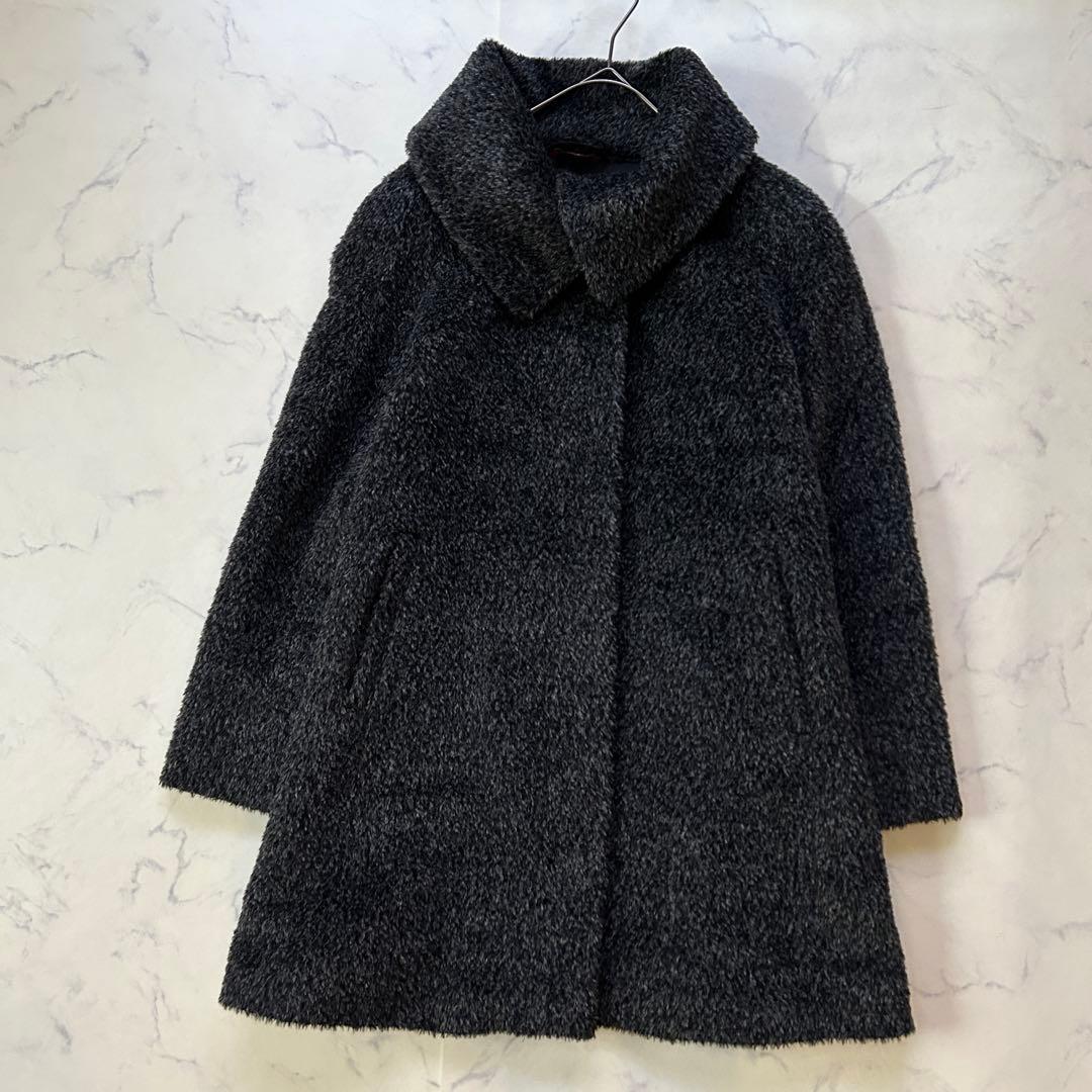 極美品 マックスマーラ 高級アルパカ混 シャギーコート テディ 女優襟