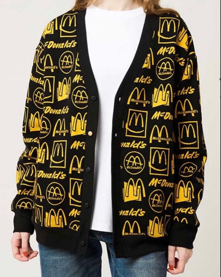 グラニフ　マクドナルド　ジャカードVネックカーディガン