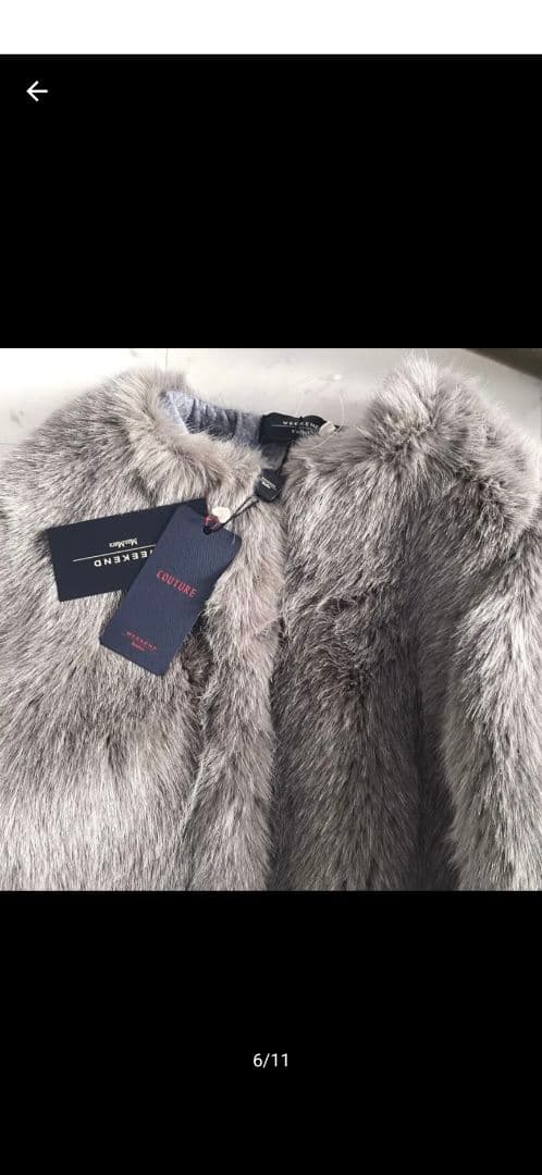 新品 ハンガー付き ウィークエンドマックスマーラ ノーカラーフェイクファーコート