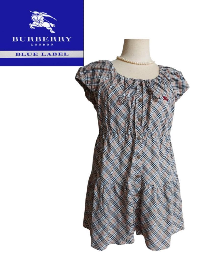 BURBERRY BLUE LABEL 半袖 ノバチェック ブラウス 38