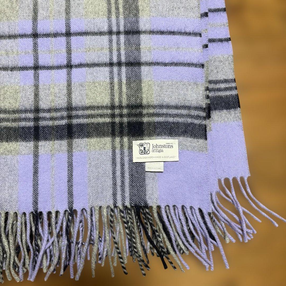 Johnstons of Elgin 大判カシミヤチェックストール　別注