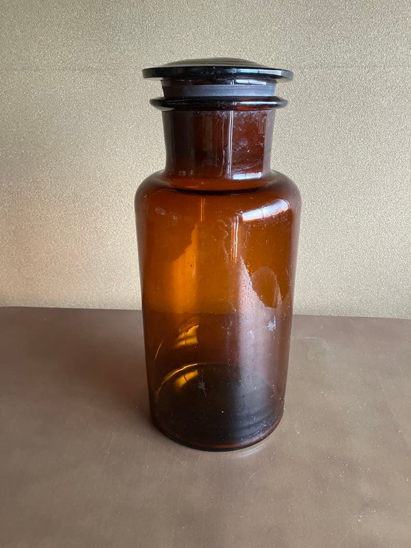 薬瓶　アンティーク　アンバー　レトロガラス瓶