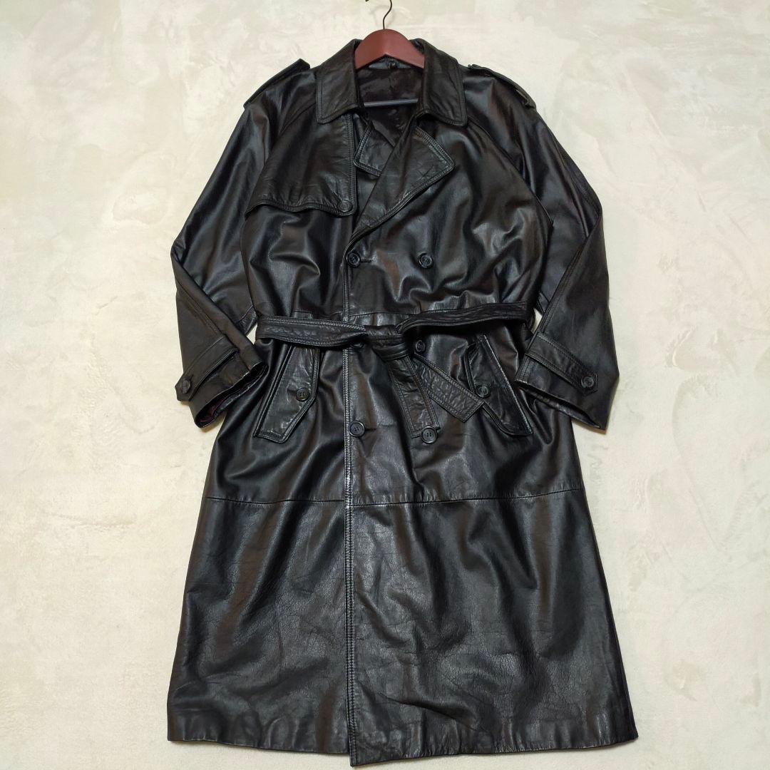 オールレザー　スーパーロングトレンチコート　本革　L〜XL程度