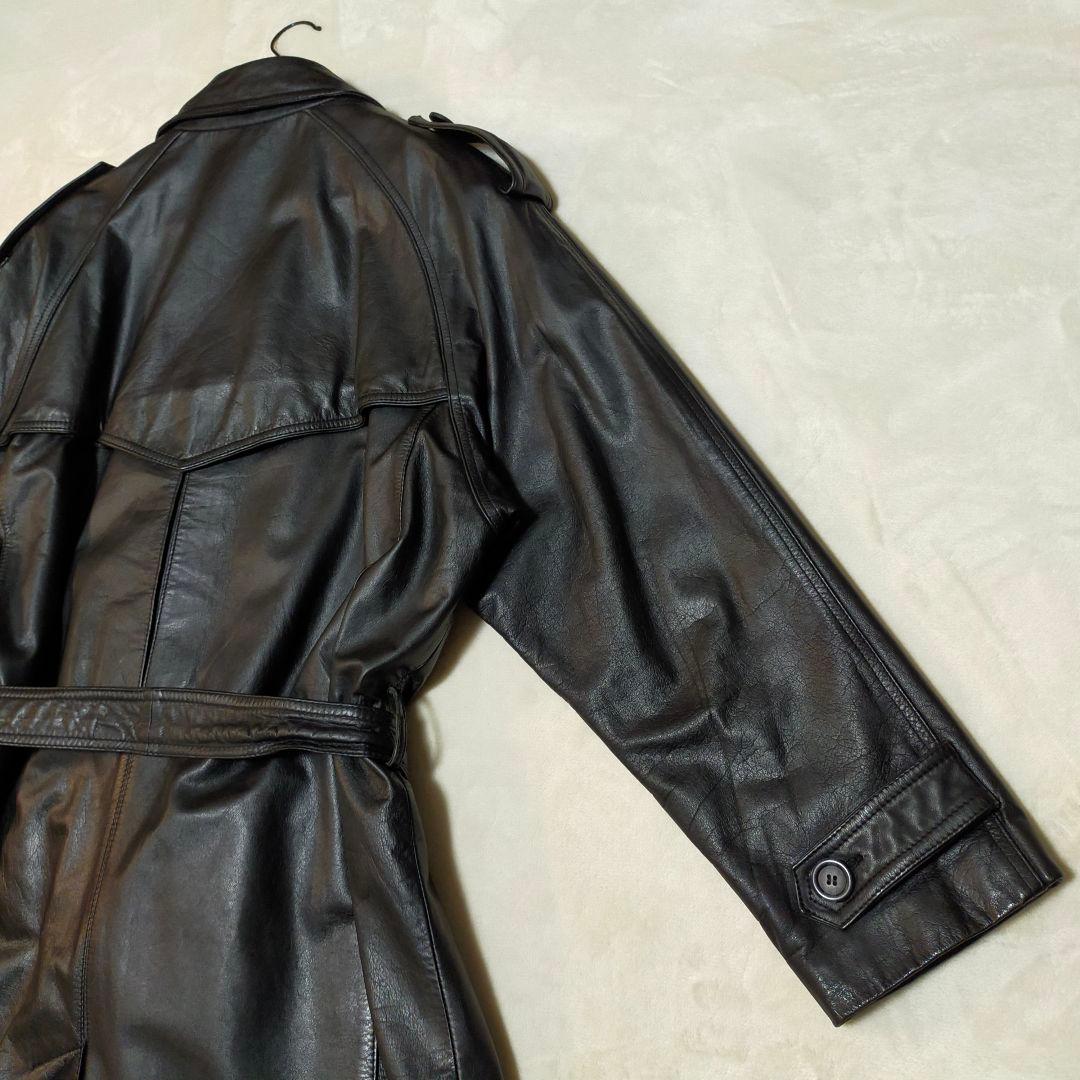 オールレザー　スーパーロングトレンチコート　本革　L〜XL程度
