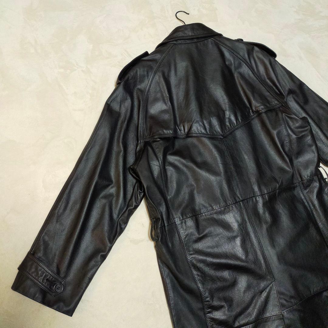 オールレザー　スーパーロングトレンチコート　本革　L〜XL程度