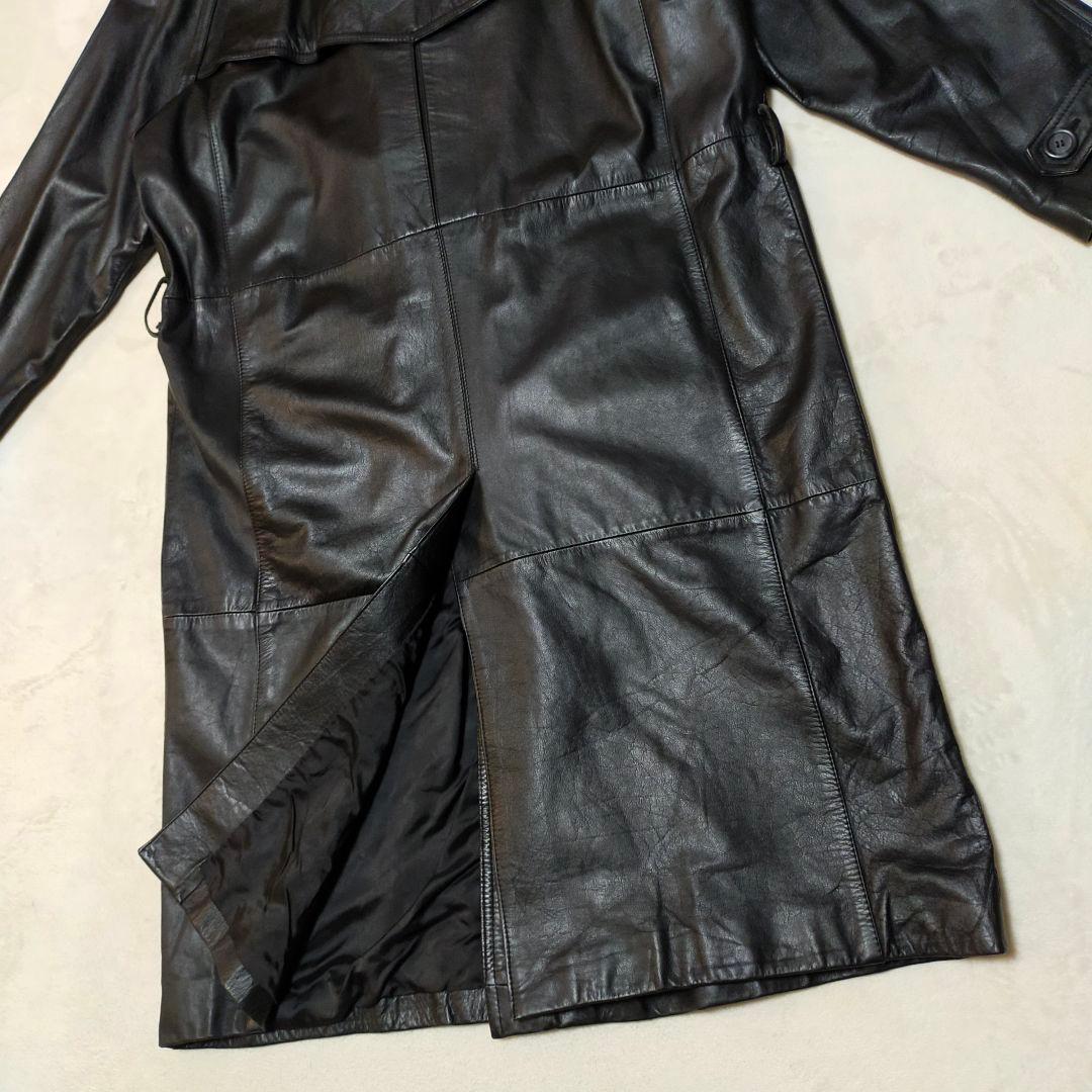 オールレザー　スーパーロングトレンチコート　本革　L〜XL程度