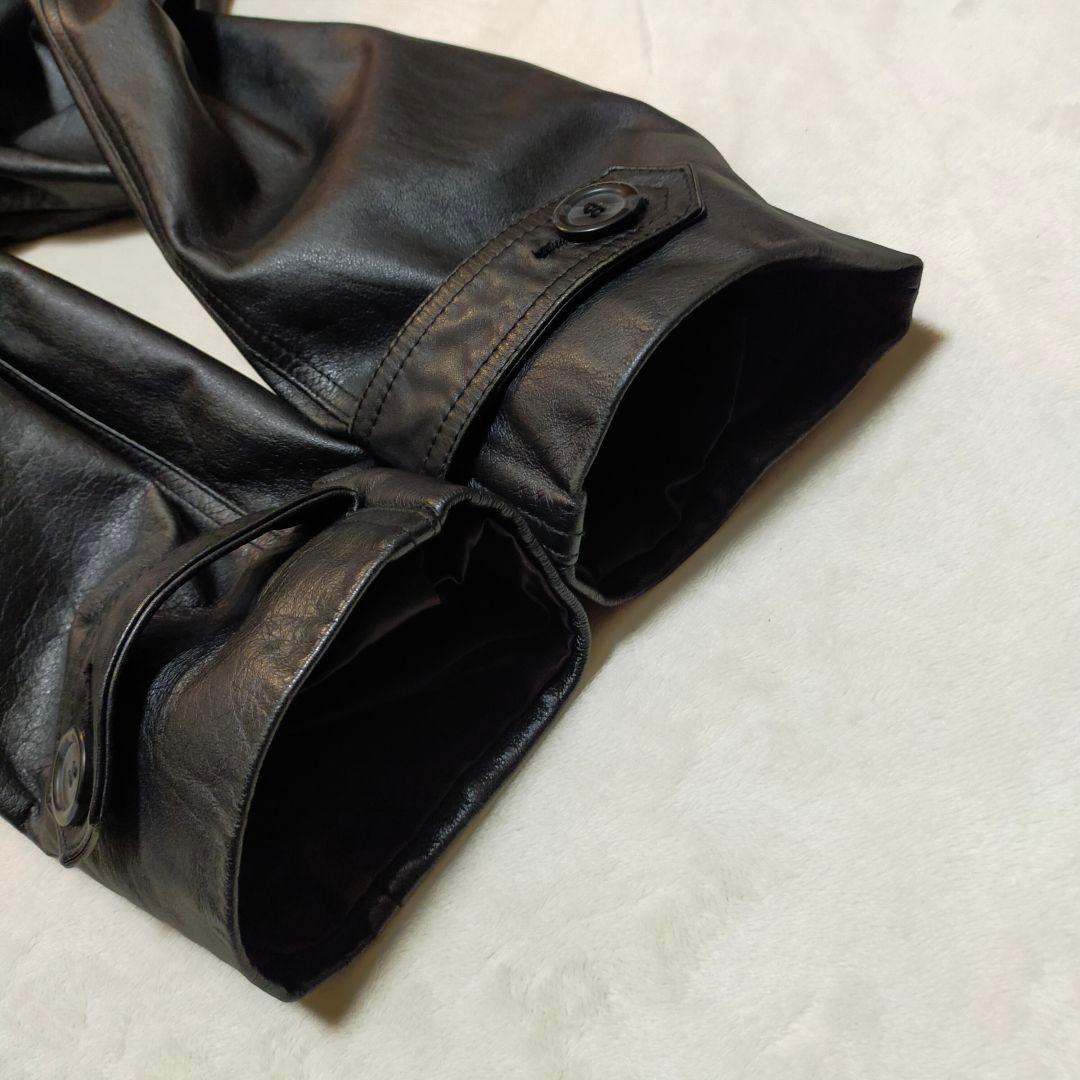 オールレザー　スーパーロングトレンチコート　本革　L〜XL程度