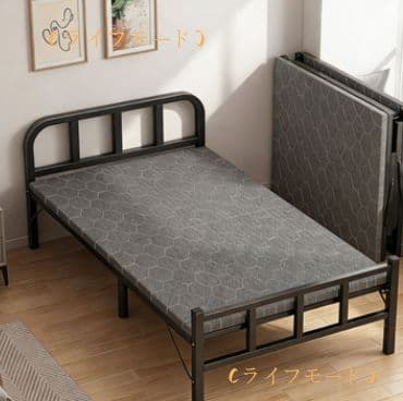 （ライフモード）コンパクトシングル折りたたみベッド 80cm 黒 室内屋外両用