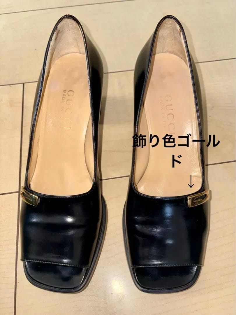 美品　23センチGUCCI ブラック オープントゥヒール