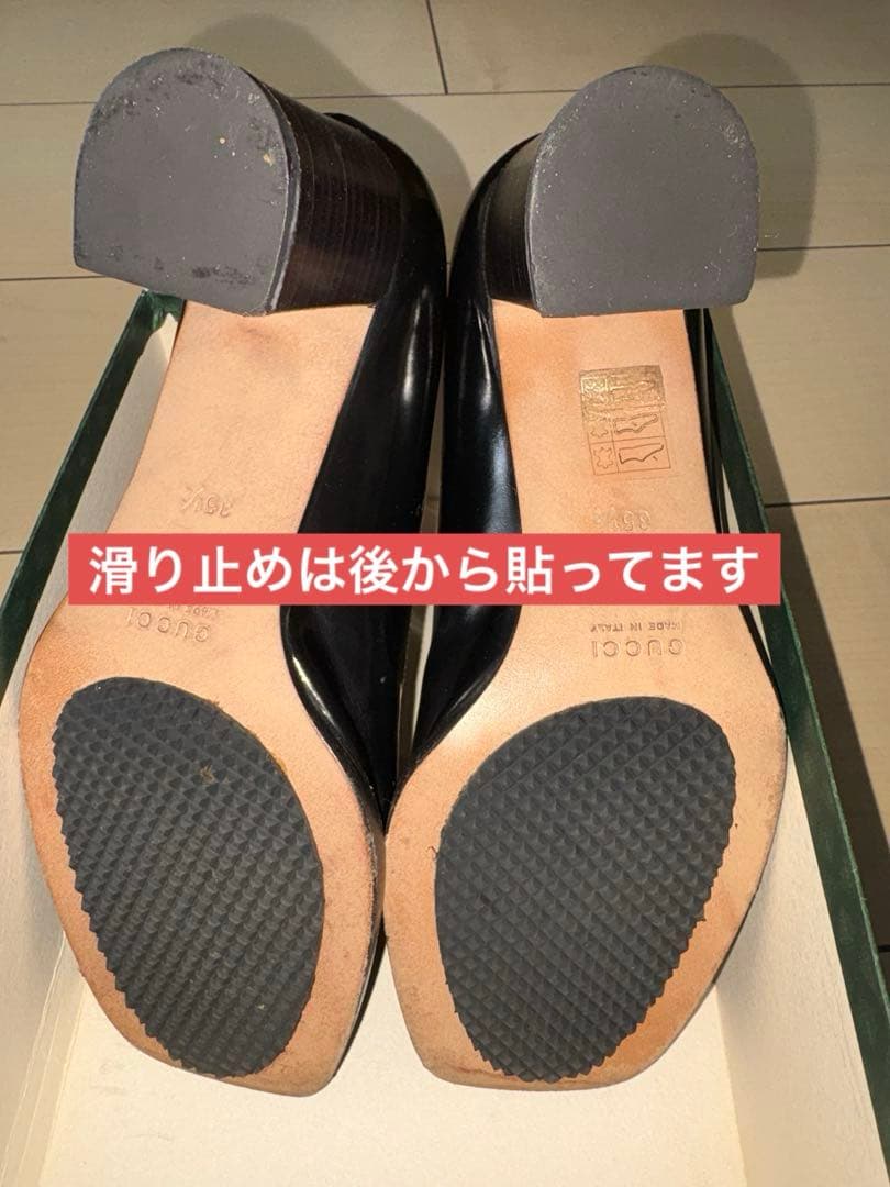 美品　23センチGUCCI ブラック オープントゥヒール