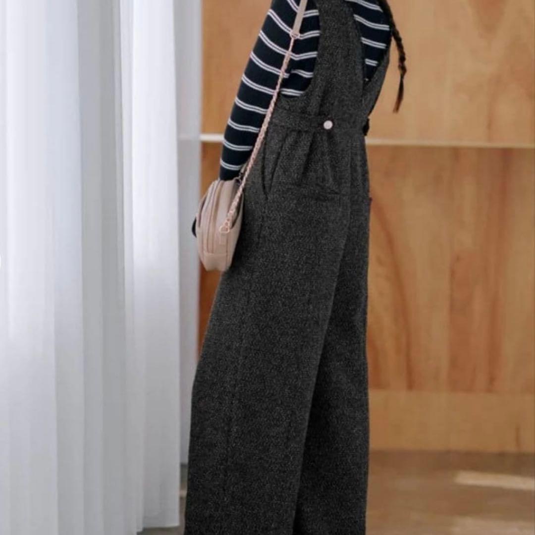 【新品、タグ付き】COHINA サイドベルトツイードオールインワン