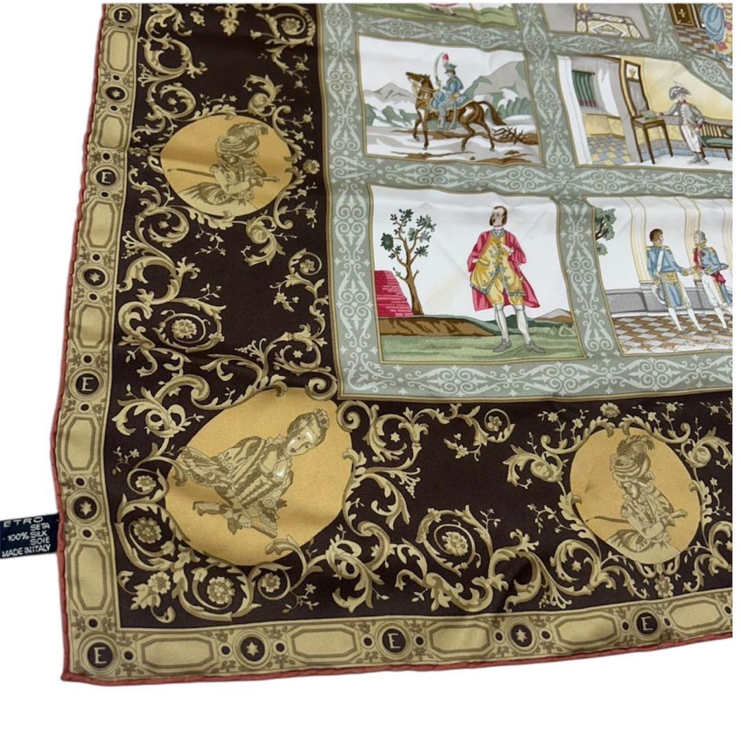 K648 エトロ イタリア製 シルク100% 大判 スカーフ レディース