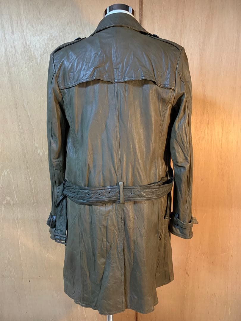 まあこSHELLAC】シープドラムダイ トレンチコート 本革 46サイズ