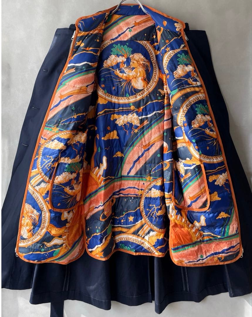 極美品✨ジュンコシマダ　インナーダウン付き　トレンチコート　伸縮有　L 40 紺